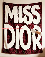 Elegant Dior Rose Flannel Sofa Throw Blanket D317